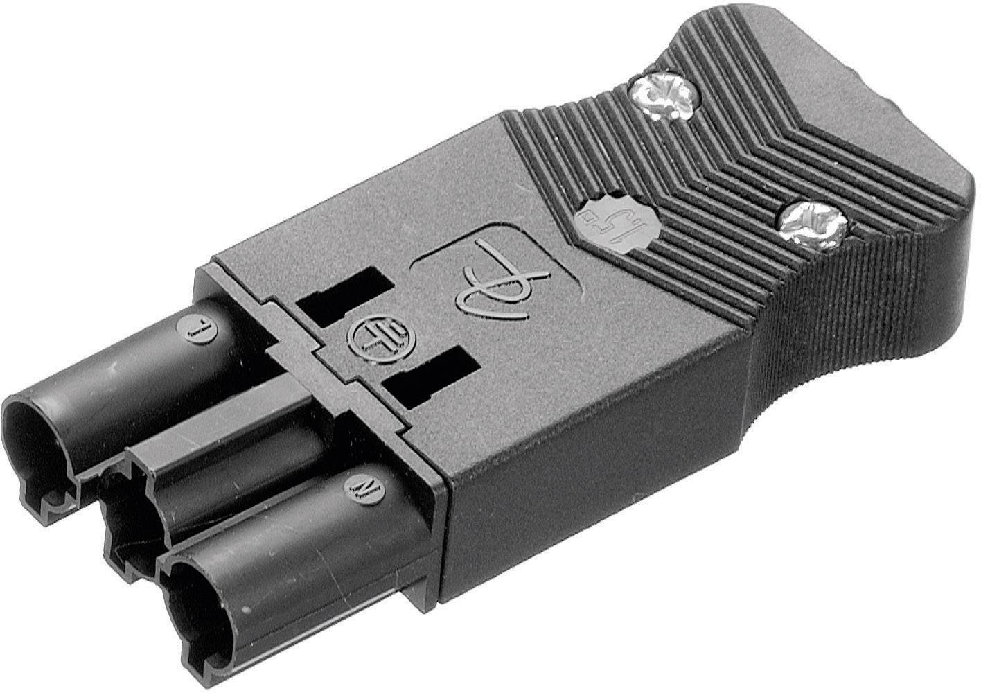 Crni EU adapter za utičnice s dva utora i narebranom ručkom, pogodan za prilagodbu europskim električnim utičnicama.