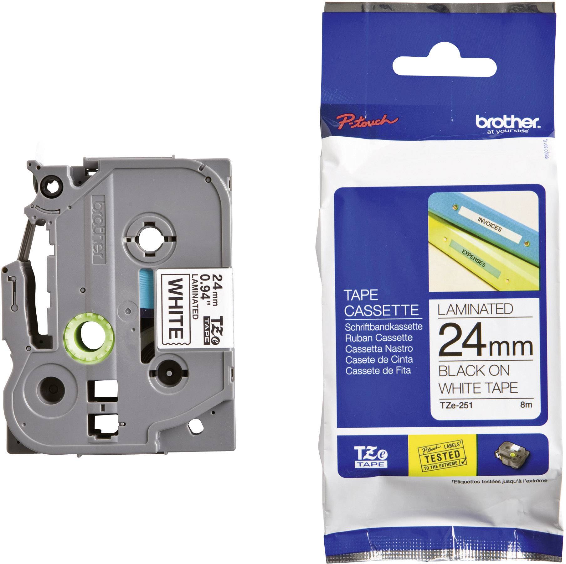 Brother Ruban TZe 251 pour étiqueteuse 24 mm x 8 sur - vue 1