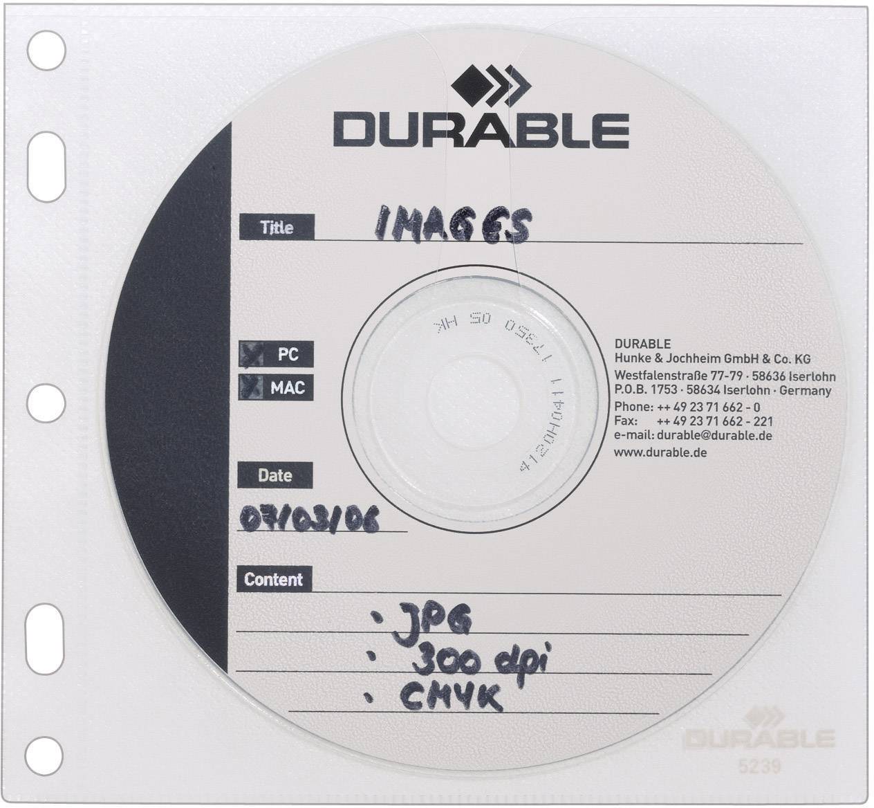 Durable 523919 CD/DVD-ordnerhoes 2 CDs/DVDs/Blu-rays Transparant, Wit Polypropyleen 10 stuk(s)