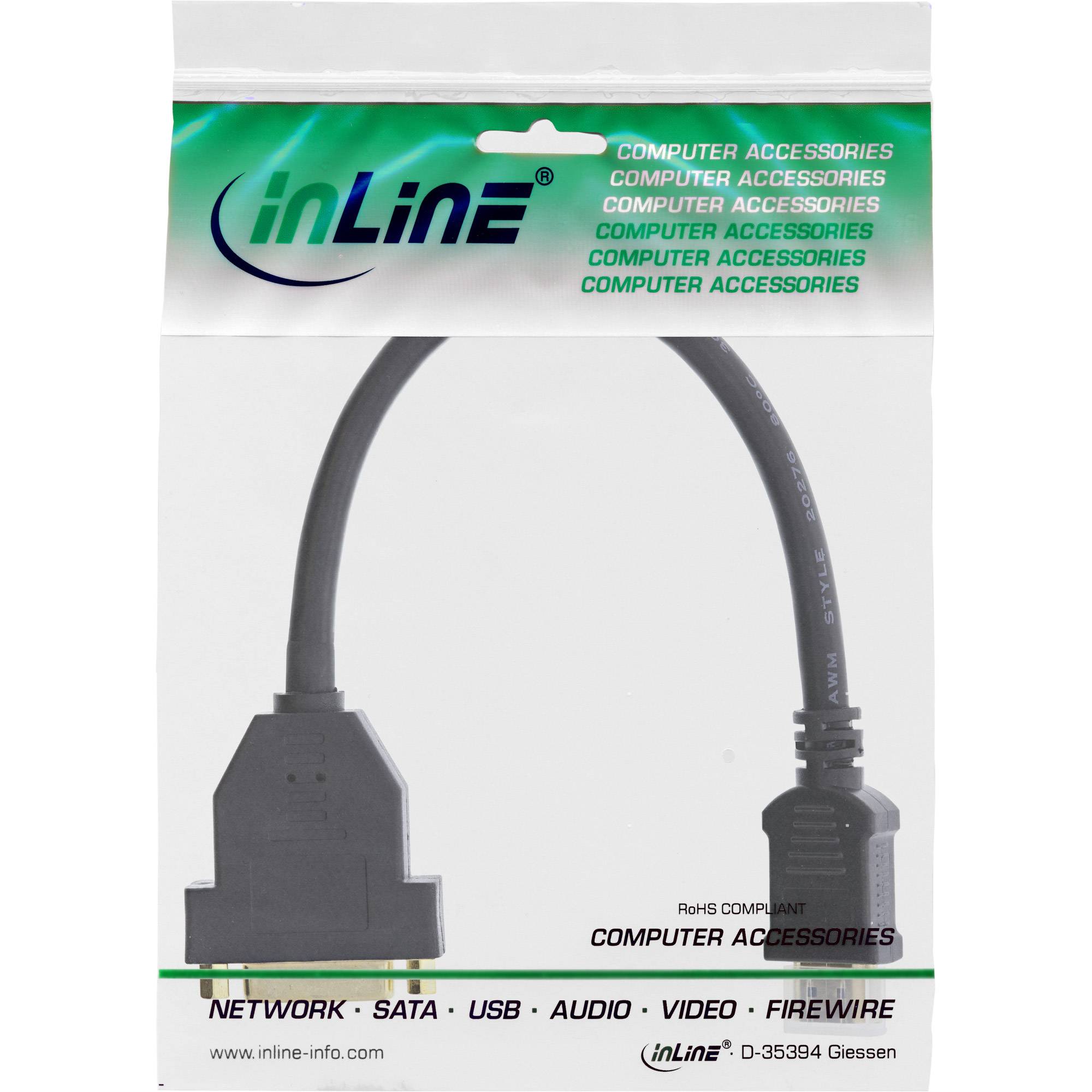 inLine HDMI priključni kabel HDMI A utikač 0.20 m crna 17670I HDMI kabel-1