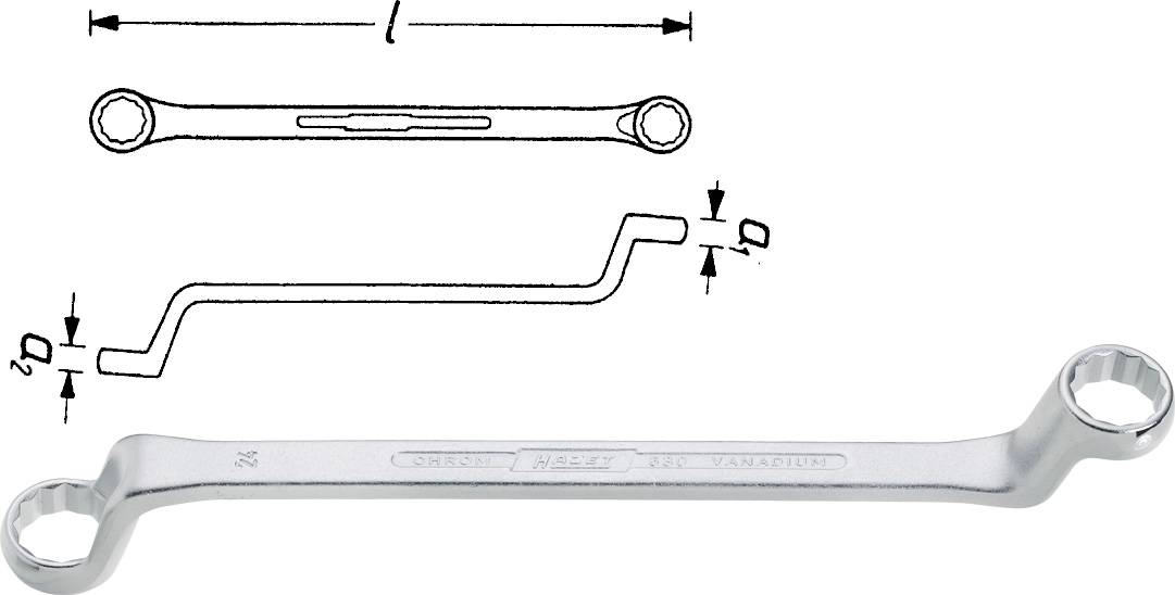 Hazet 630-21X22 630-21X22 Dubbele ringsleutel Sleutelbreedte (metrisch) 21 - 22 mm