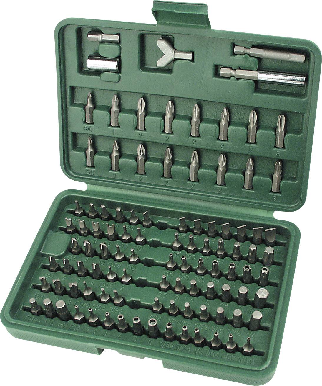 Brüder Mannesmann M29800 Bitset 100-delig Plat, Kruiskop Phillips, Kruiskop Pozidriv, Inbus, Binnen-vierkant (Robertson), Torque, Spanner, Tri-Wing, Veeltand