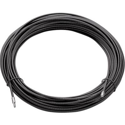 Zamotani crni kabel sa dva vidljiva kraja, pogodan za tehničke primjene ili instalacije.