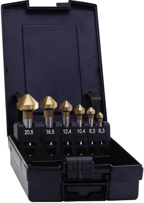 Set konusnih upuštača 6teilig 6.3 mm, 8.3 mm, 10.4 mm, 12.4 mm, 16.5 mm, 20.5 mm HSS TiN Exact 05567 cilindrična drška 1 Set