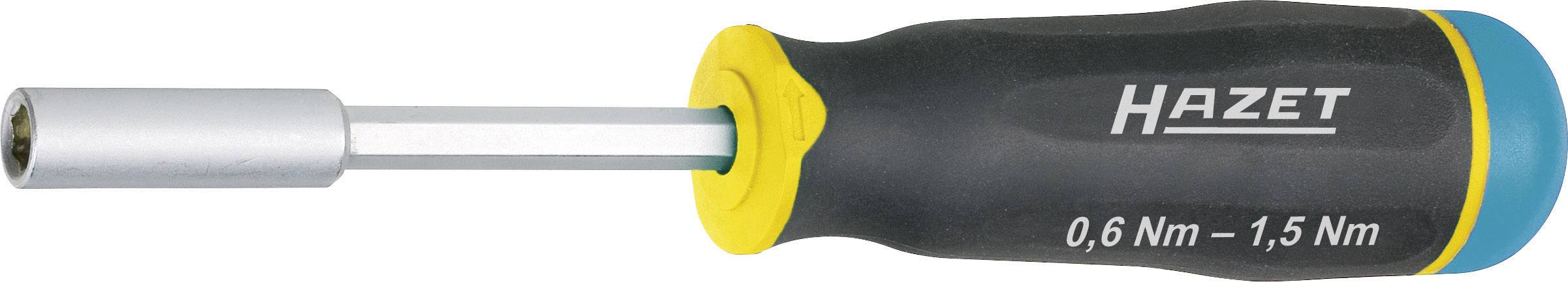 Odvijač s ergonomskom ručkom, naglašen žutom i plavom bojom, s natpisom 'HAZET' i rasponom okretnog momenta 0,6-1,5 Nm.