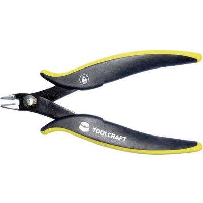 Crna i žuta kliješta za skidanje izolacije marke TOOLCRAFT, pogodna za skidanje izolacije s žica, prikazana na bijeloj pozadini.