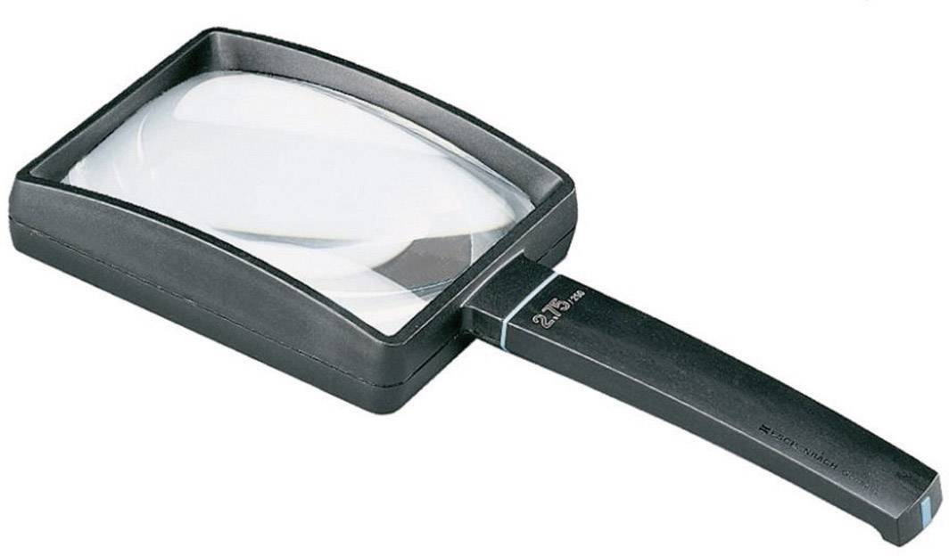 Pravokutna lupa s crnom ručkom i velikom lećom, označena kao 2,75-struko povećanje.