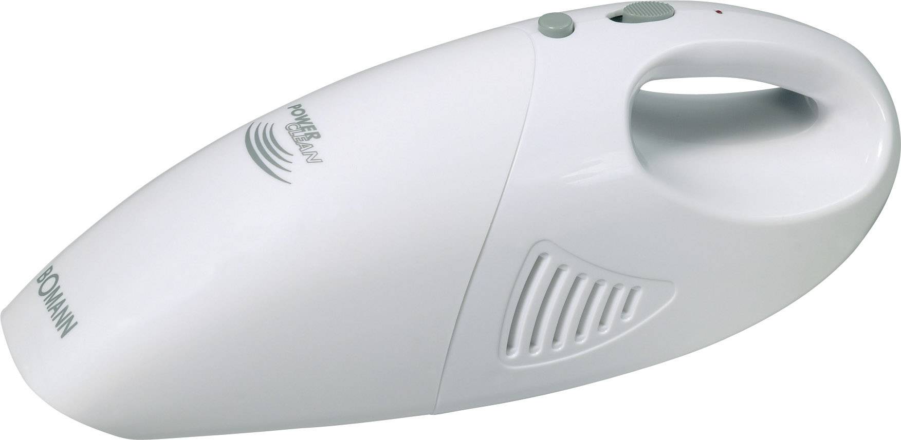 Prijenosni ručni usisavač u bijeloj boji s ergonomskom ručkom i ventilacijskim otvorima, pogodan za male poslove čišćenja.