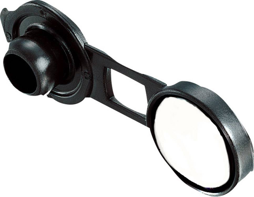 Crni plastični zatvarač s okruglom bijelom kapom koji brtveni spremnik ili priključak.