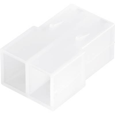Bijeli, pravokutni plastični utičnik s dva otvora, pogodan za električne primjene.