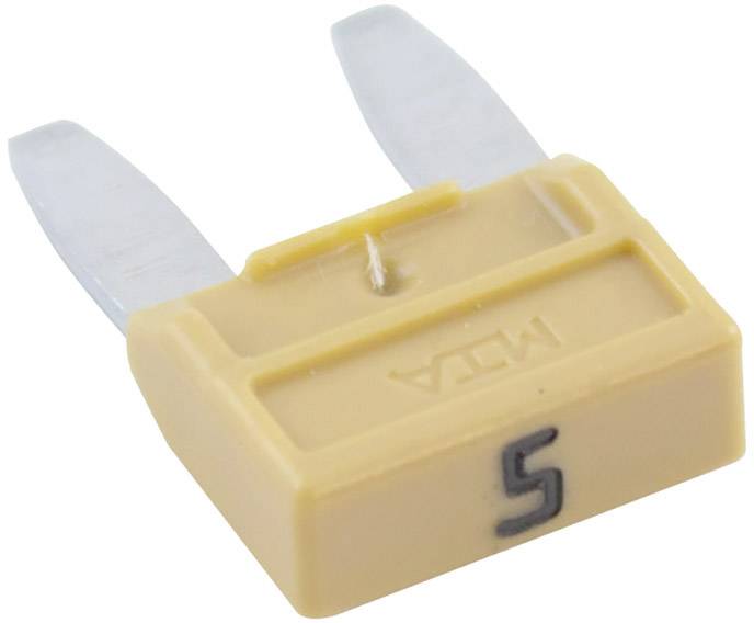 Žuta sigurnosna zastavica s natpisom '5', prikazuje dva metalna zupca.