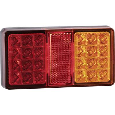 Stražnje svjetlo s crvenim i žutim LED-lampama te reflektirajućim srednjim dijelom, tipično korišteno na vozilima.