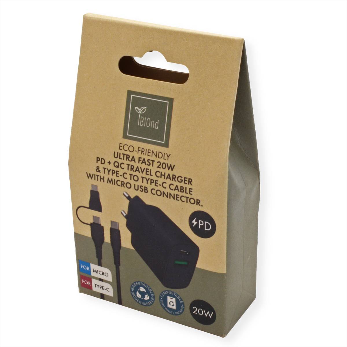 BIOnd BIOnd BIO-CMC-20W PD 20W Charger Dual Po BIO-CMC-20W razdjelnik 1 St.-1