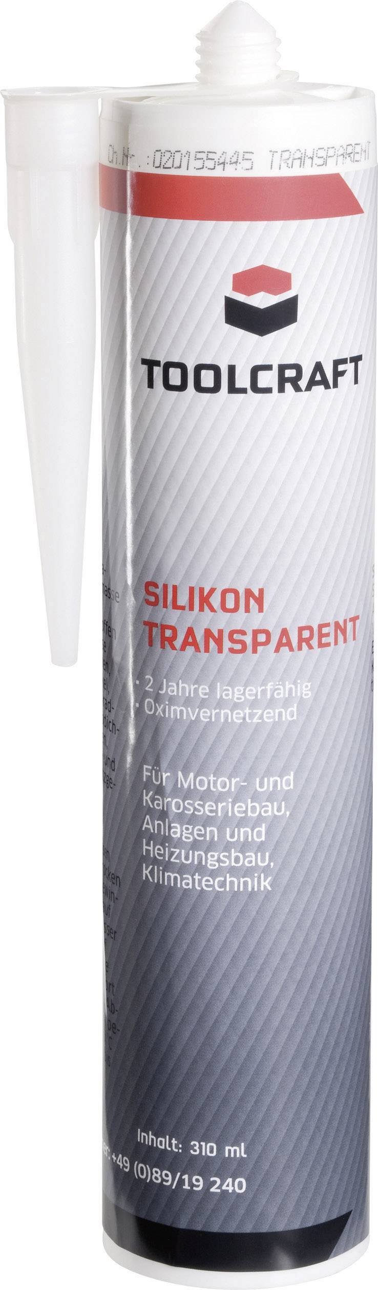 Prozirna silikonska patrona TOOLCRAFT-a s crvenim natpisom. Sadržava 310 ml. Pogodna za motor i karoseriju, brtvljenje i ugradnju grijanja.