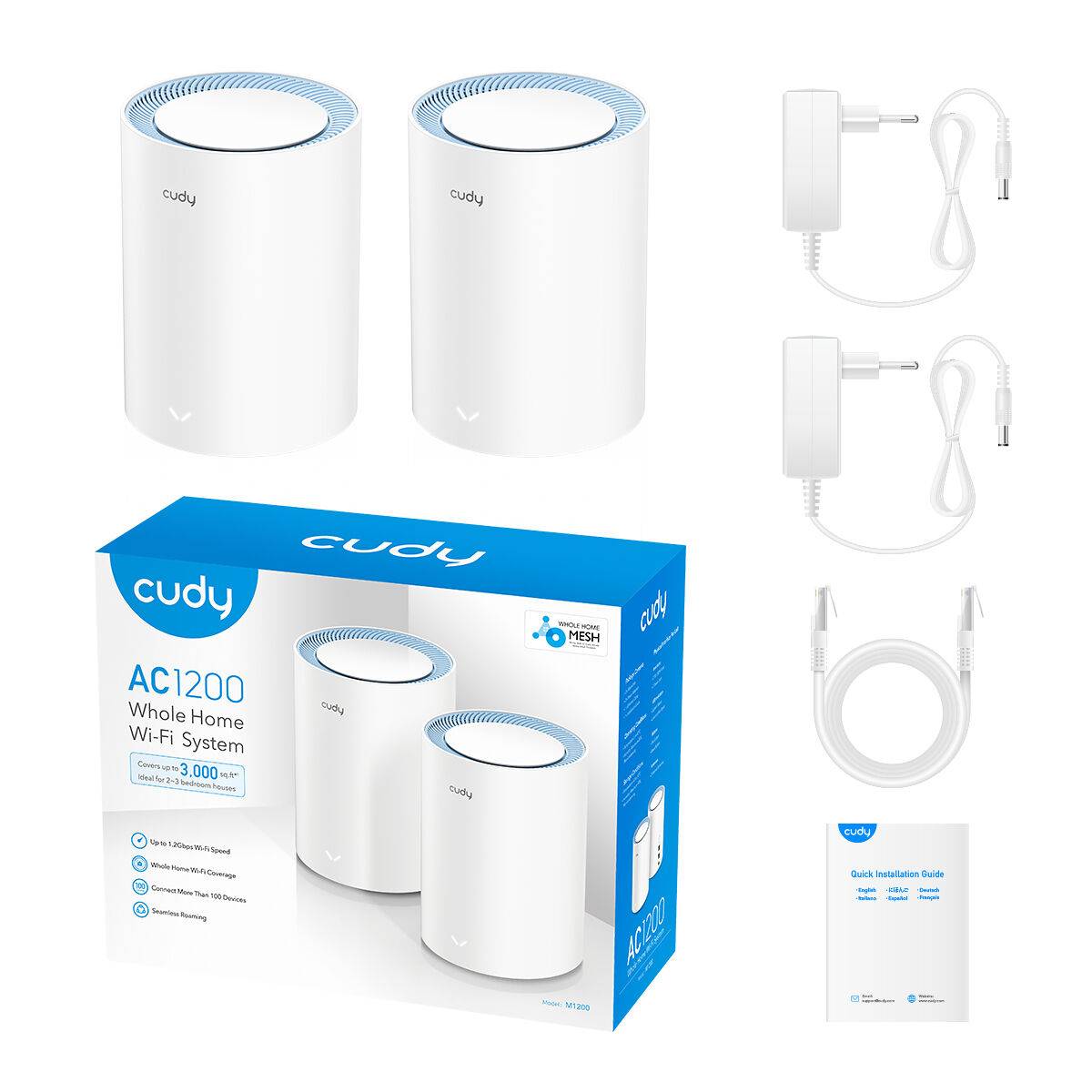 cudy M1200(2-Pack) CUDY M1200 AC1200 Wi-Fi Mesh Solution 2e isprepletena mreža-1