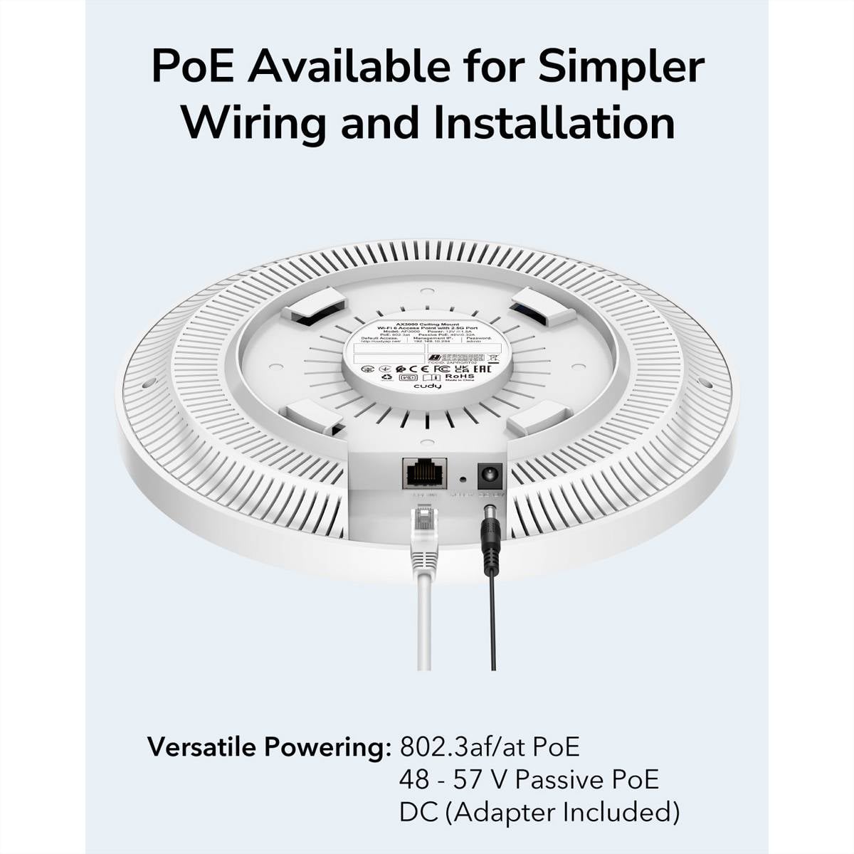 cudy AP3000 Cudy AP3000 punto accesso WLAN 2976 Mbit/s Bianco Supporto Power over Ethernet ( WLAN pristupna točka 3000 M-4