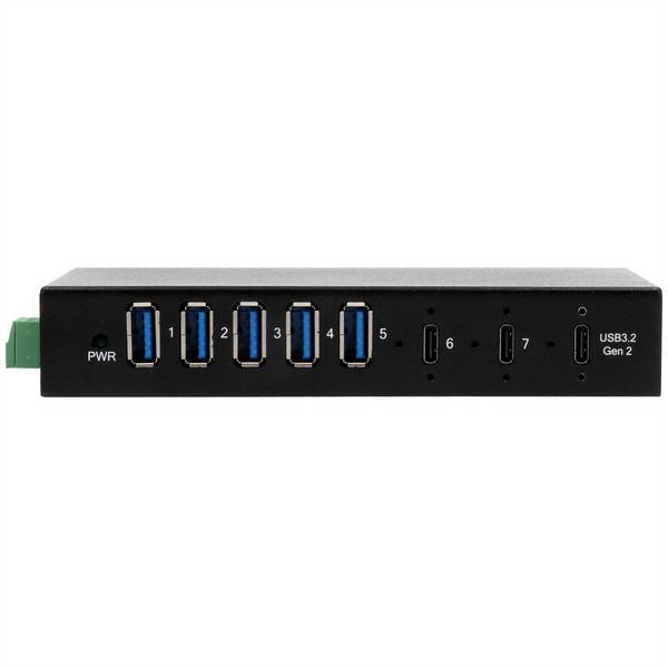 Exsys EXSYS - USB 3.2 Gen 2 HUB 7-Port 2xC und 5xA-Anschlüsse inkl.Netzteil  USB-Hub crna