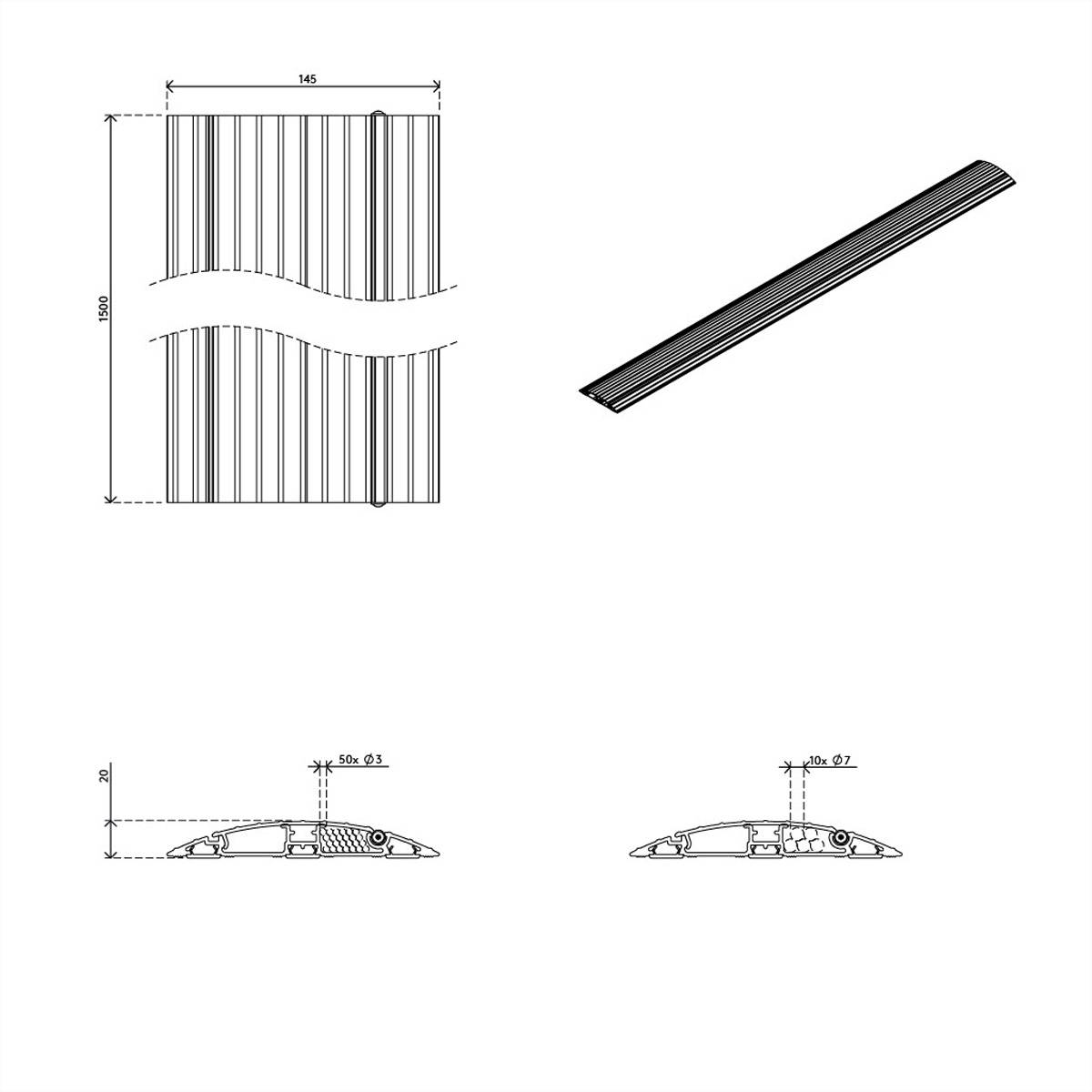 Dataflex kabelski kanal aluminij crna (D x Š x V) 1.5 m x 145 mm x 20 mm 1 St. 31.423-1