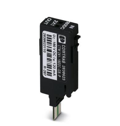 Mali crni elektronički modul s oznakom 'CO1TRAB' i tiskanim tehničkim specifikacijama.