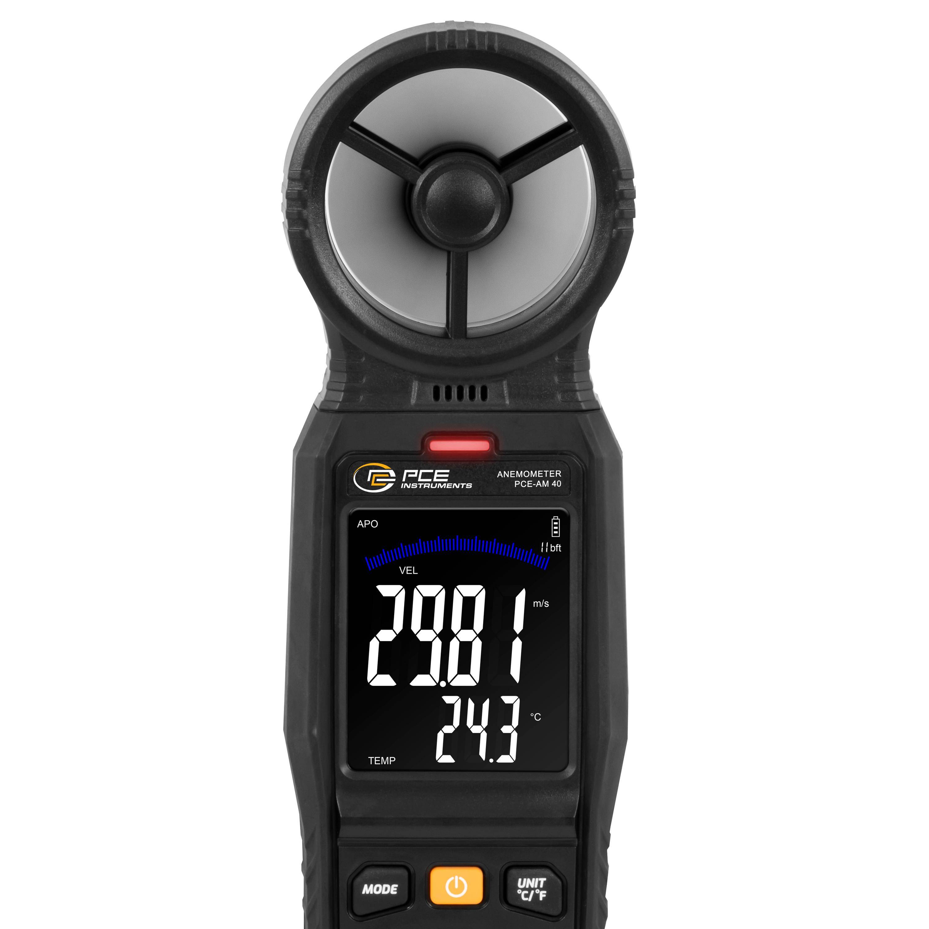 PCE Instruments PCE-AM 40 anemometar 1 do 162 km/h s funkcijom za mjerenje temperature, s USB sučeljem-1
