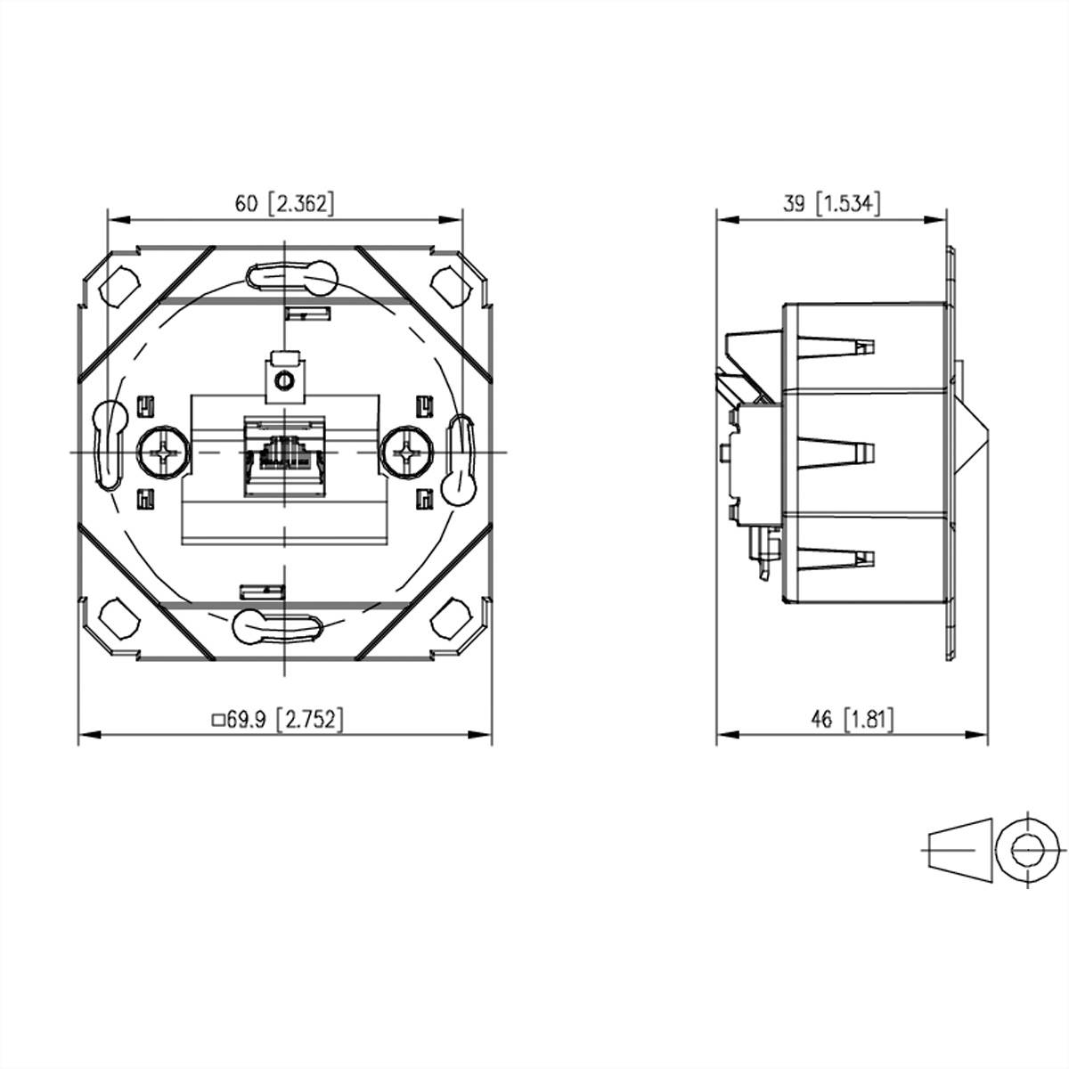 Metz Connect METZ CONNECT E-DAT C6A IDC Dose, 1 Port, METZ CONNECT 130D371200-I RJ-45 metalna utičnica 130D371200-I sreb-1