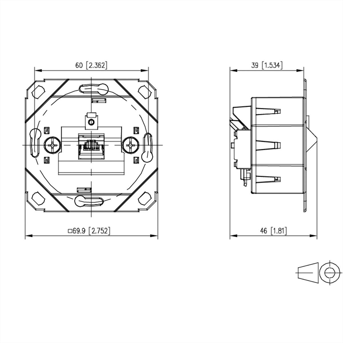 Metz Connect METZ CONNECT E-DAT C6A LSA++ Dose, 1 Por METZ CONNECT 130E371200-I RJ-45 metalna utičnica 130E371200-I sreb-1
