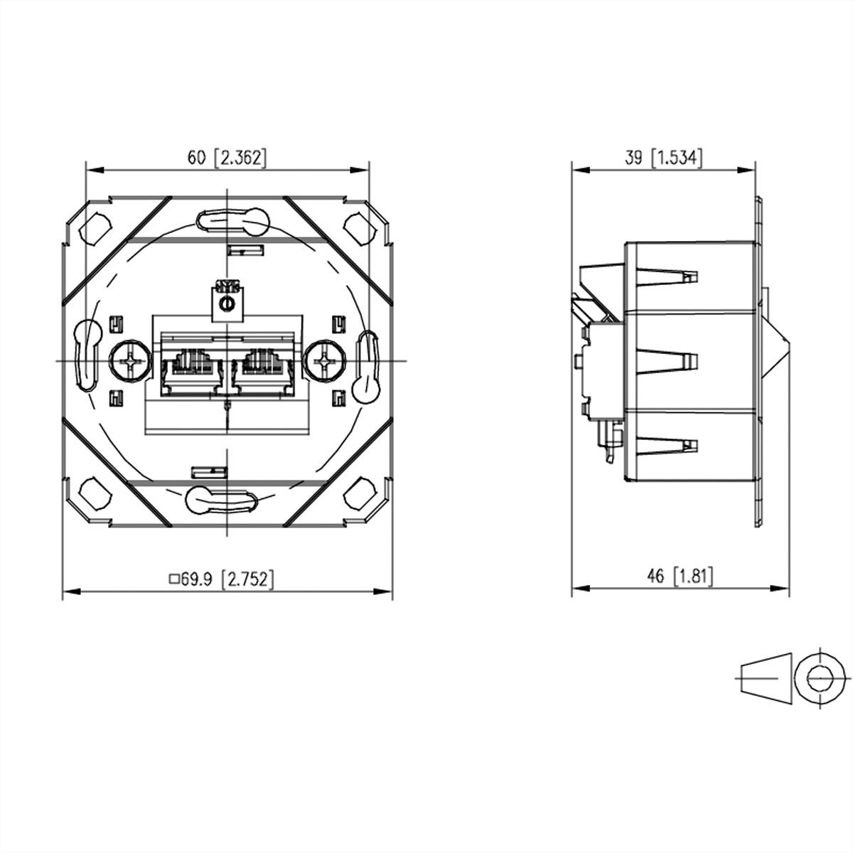 Metz Connect METZ CONNECT E-DAT C6A IDC Dose, 2 Port, METZ CONNECT 130D381200-I RJ-45 metalna utičnica 130D381200-I sreb-1