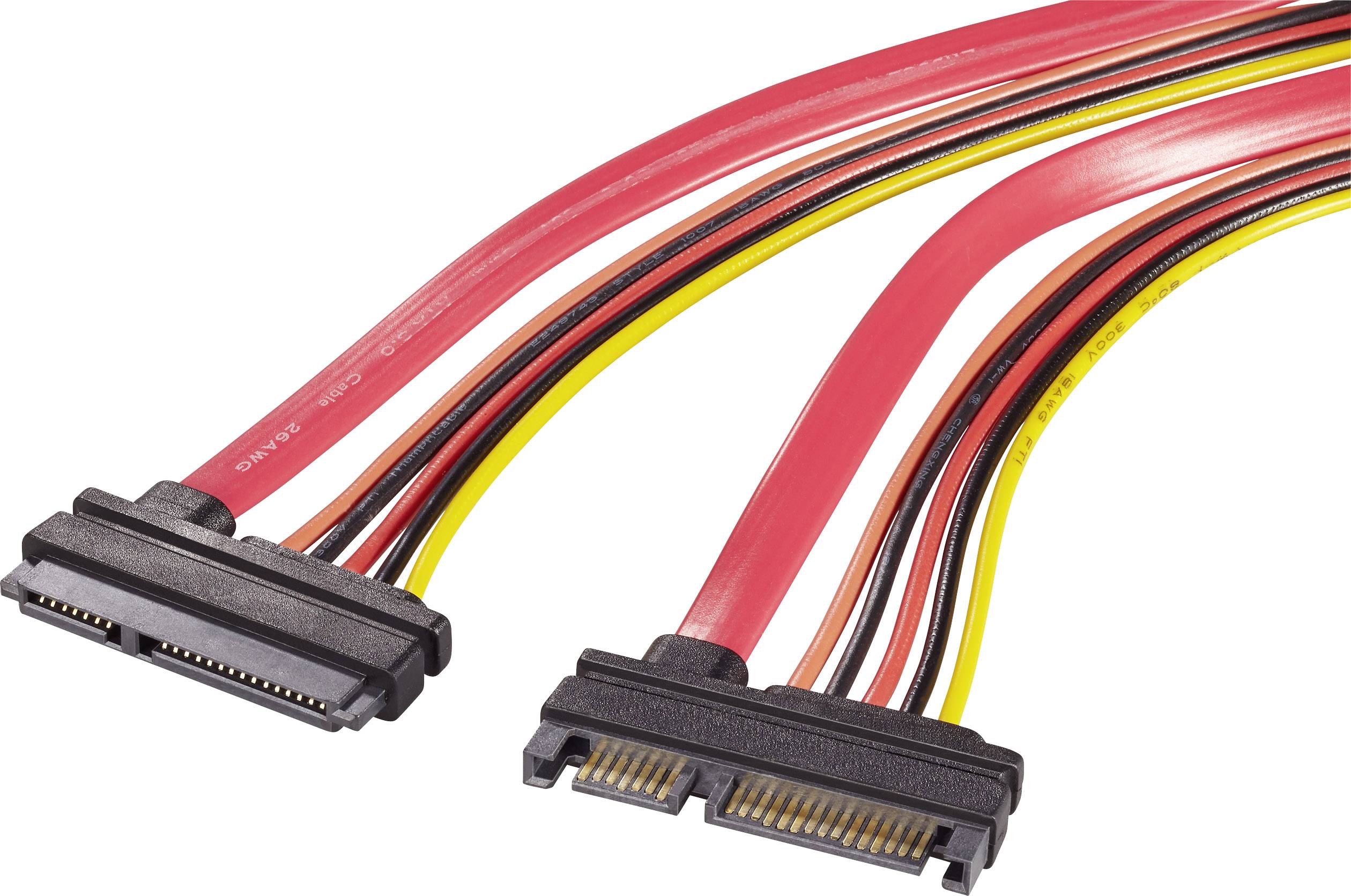RENKFORCE  disque dur, alimentation Rallonge [1x SATA m&acirc;le 7+15 p&ocirc;les - 1x SATA femelle 7+15 p&ocirc;les] 0.50 m rouge, orange, noir, jaune 