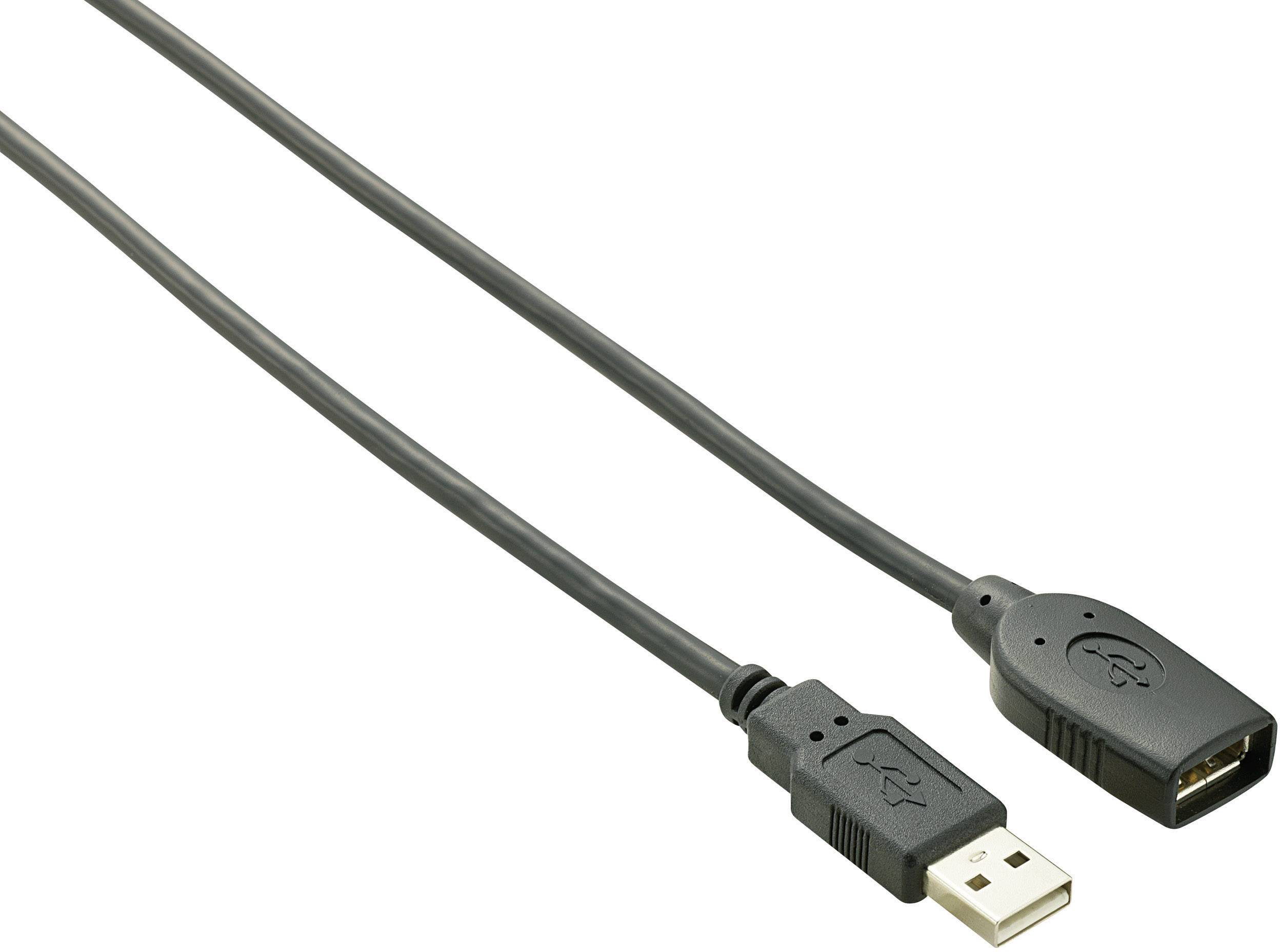 Crni USB produžni kabel sa standardnim USB-A utikačem na jednoj strani i USB-A priključkom na drugoj strani.