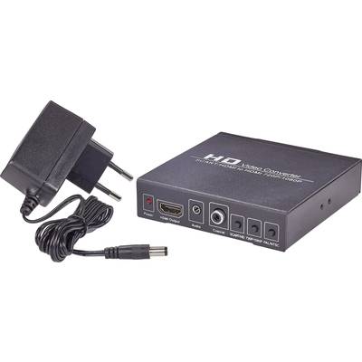HD Video Pretvarač i napajanje. Uređaj s priključcima za HDMI, Audio i Scart. Pretvara video signale za različite izlaze.