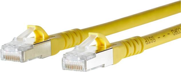 Dva žuta mrežna kabela s RJ45 utikačima koja se koriste za Ethernet povezivanje.