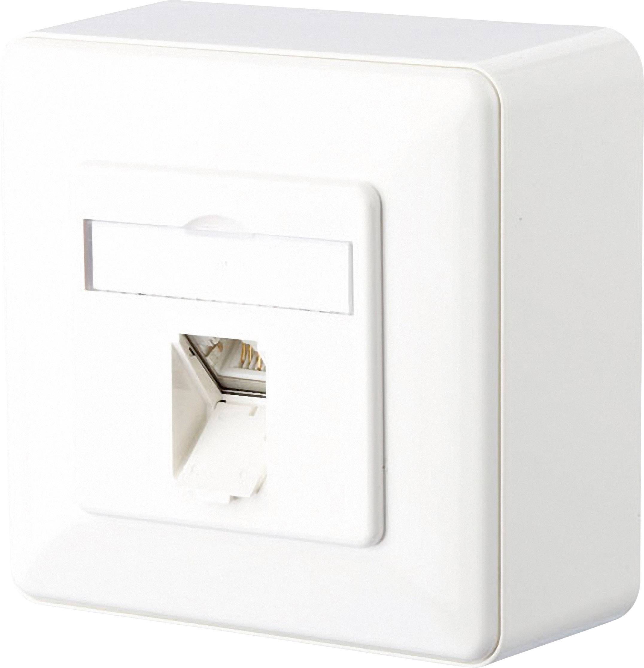 Bijela mrežna utičnica s jednim RJ45 priključkom, pogodan za Ethernet povezivanje.