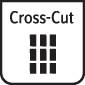 Natpis na znaku 'Cross-Cut' s simbolom od devet crnih kvadrata koji prikazuju prerезani list papira.