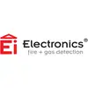 Logo tvrtke Ei Electronics prikazuje crveno slovo 'Ei' pored crnog teksta 'Electronics' i manjeg teksta 'fire + gas detection'.