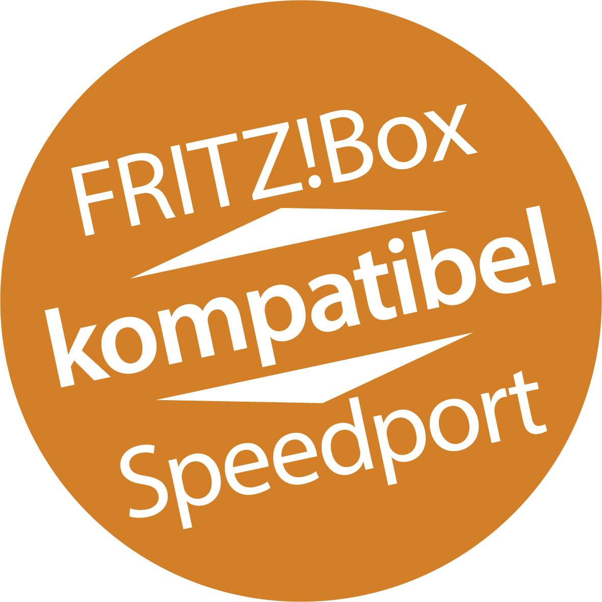 'Narančasti krug s tekstom: FRITZ!Box kompatibilan Speedport.'