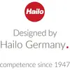 'Dizajnirano u Hailo Njemačkoj. Stručnost od 1947.' Tekstualni logo s crvenim, okruglim Hailo logotipom gore.