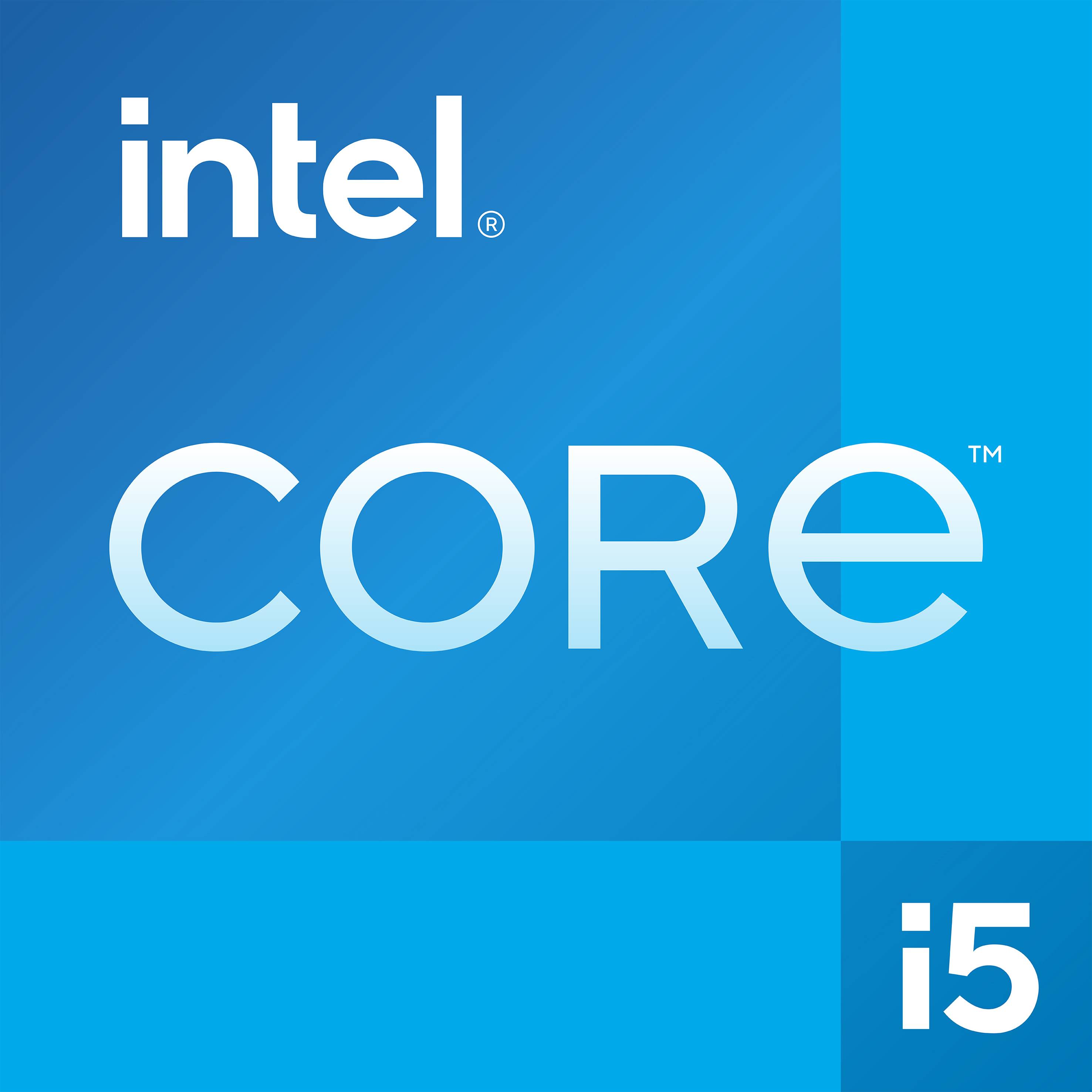 Intel Core i5 logotip na plavoj pozadini.