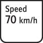 Znak 'Brzina 70 km/h' označava ograničenje brzine.