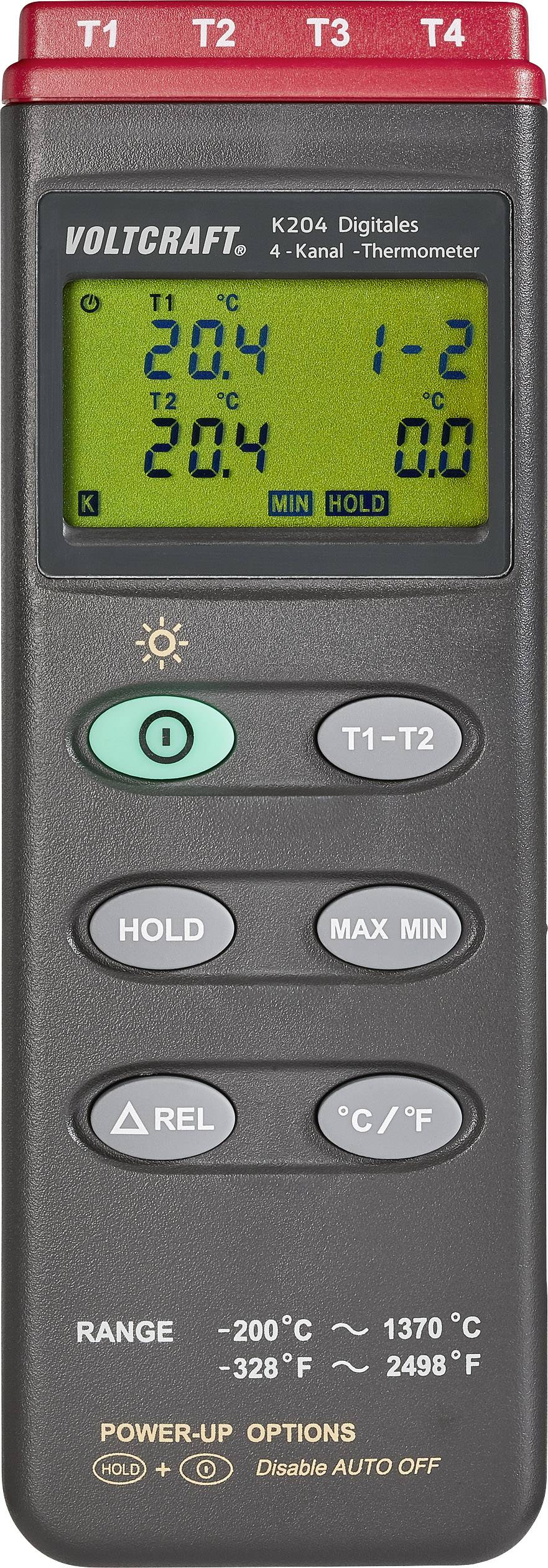 4 csatornás digitális hőmérő, -200...+1370 °C, Voltcraft K204
