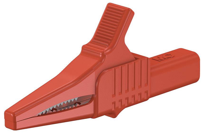 Szigetelt krokodilcsipesz, mérőcsipesz CAT II/1000V-ig 4mm-es banándugó aljzattal, piros Multicontact XKK-1001
