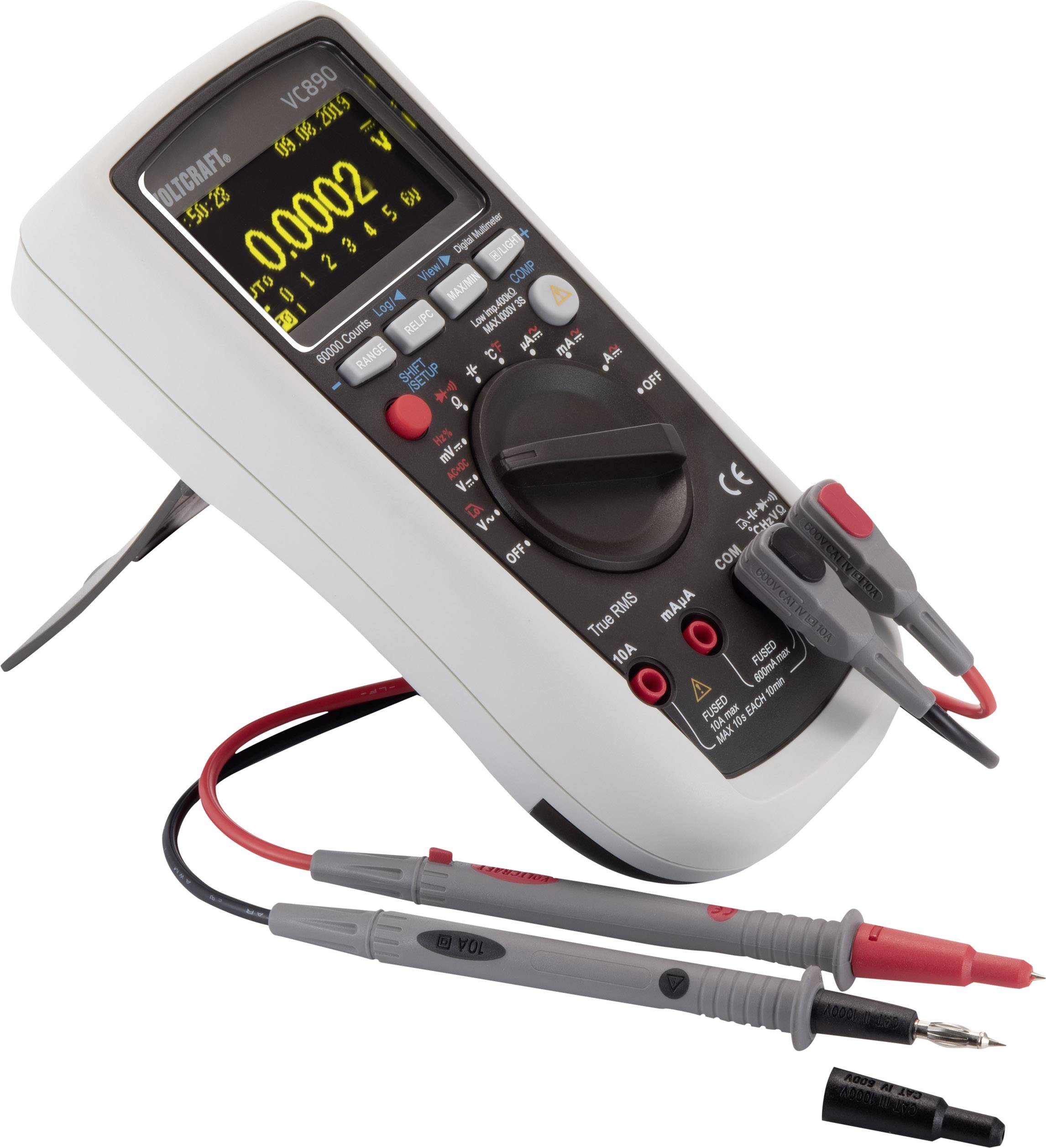 Digitális multiméter, True RMS, adat rögzítő, OLED kijelző, CAT III 1000 V, CAT IV 600 V, Voltcraft VC890 OLED-3