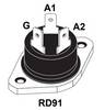 Triak, RD-91, I(GT) max. 50 mA, I(T) RMS 40 A, U(DRM) 600 V, STMicroelectronics BTA40-600B