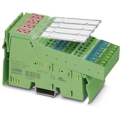 Zöld elektronikus vezérlőegység több csatlakozóhellyel és porttal, vezeték nélküli kivitelben, ipari rendszerek szabályozásához.