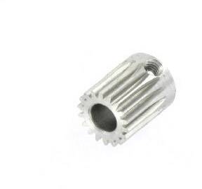 Egy egyetlen ezüstös fogaskerék hosszú, keskeny fogakkal, fehér háttér előtt.