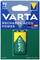 'VARTA' Akkumulátor elem dobozban. 9V, 200mAh, NiMH, újratölthető, kék-sárga dizájnnal. Szöveg: 'Azonnal használható', 'Elem szakértők 1887 óta'.
