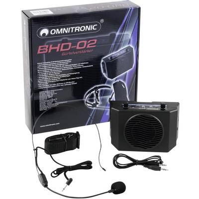 Övön hordható mikrofonos erősítő, aktív hangszóró, Omnitronic BHD-02