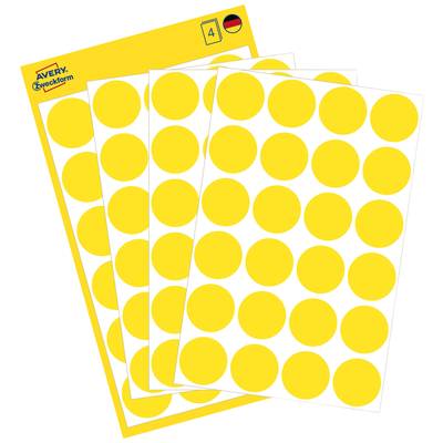 Öntapadós jelölő címke, kerek 18 mm átmérőjű, 96 db-os készlet, sárga, Avery-Zweckform 3007
