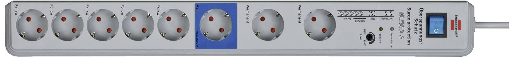 Túlfeszültség védős hálózati elosztó 8 részes, Brennenstuhl 1159490946-1