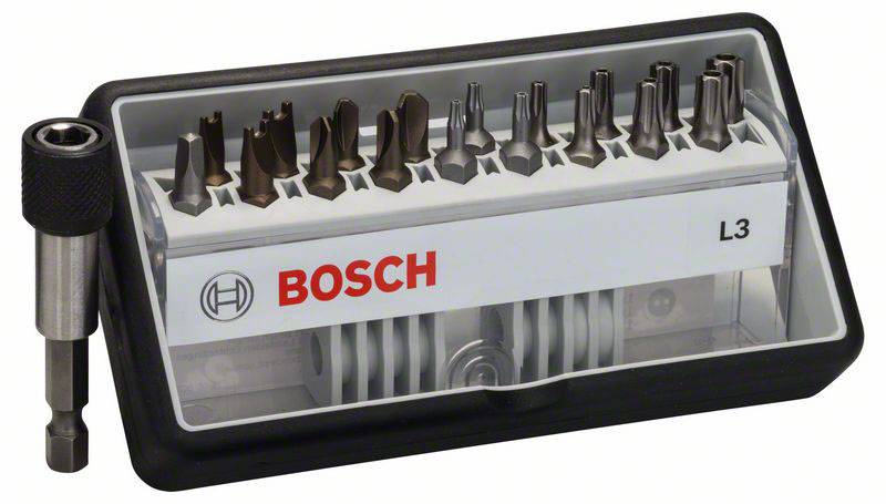 Bosch 2607002569 Csavarozó bit készlet Robust Line L extrakemény, 18 + 1 részes, 25 mm, biztonsági bitek