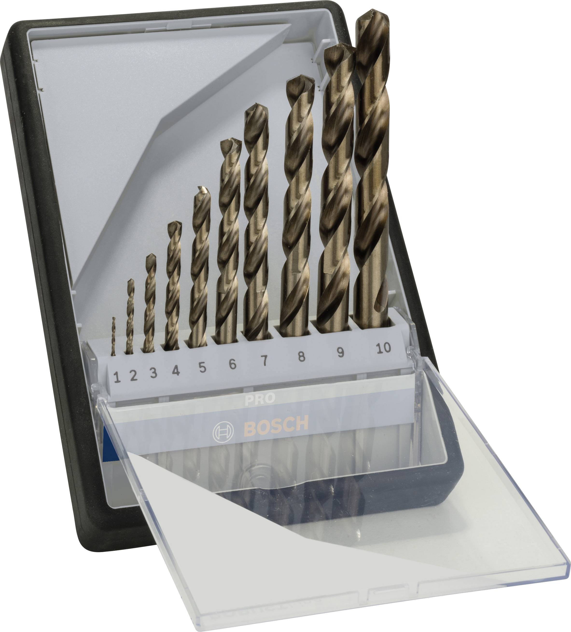 Bosch Accessories 2607019925 HSS Fém spirálfúró készlet 10 részes 1 mm, 2 mm, 3 mm, 4 mm, 5 mm, 6 mm, 7 mm, 8 mm, 9 mm, 10 mm Kobalt DIN 338 Hengeres